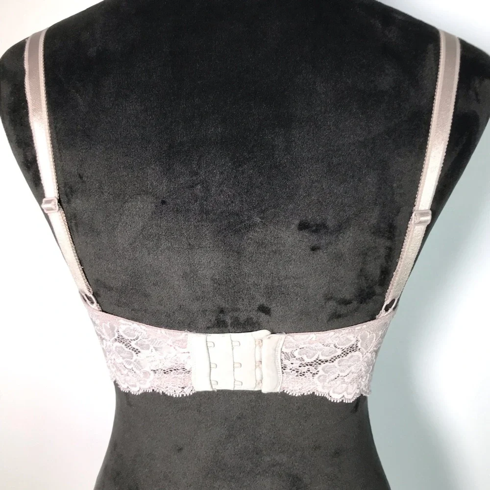 Victoria’s Secret Angels Lace Underwire Bra 34DD Mauve Floral Lace Lined Cups